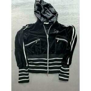 Miroa‎ Women Black JAcket Zip Up Size Medium Algodon Cotton Squirrel Jewels
